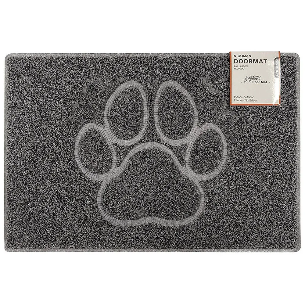 Large Paw Embossed Doormat - Grey