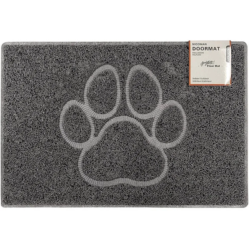 Medium Paw Embossed Doormat - Grey