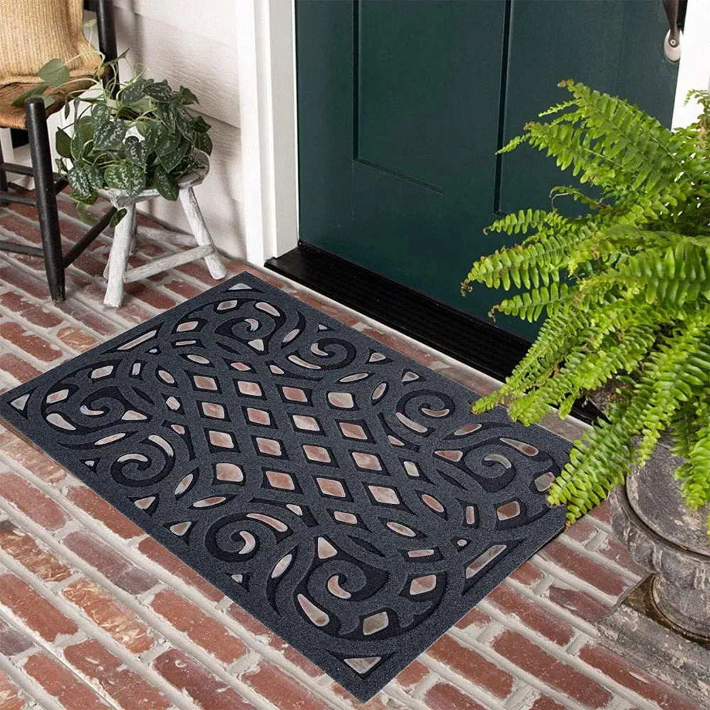 Ornate Doormat with Open Back - Grey