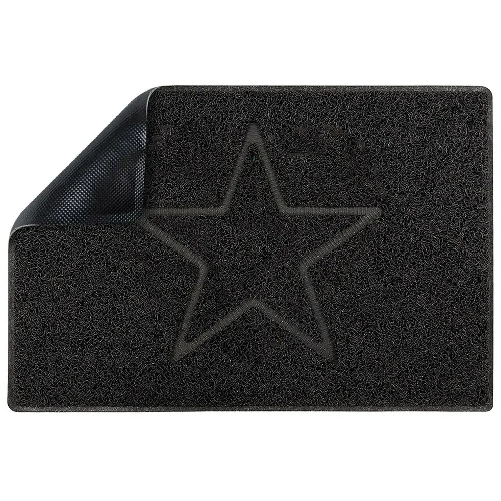Star Large Embossed Doormat - Black