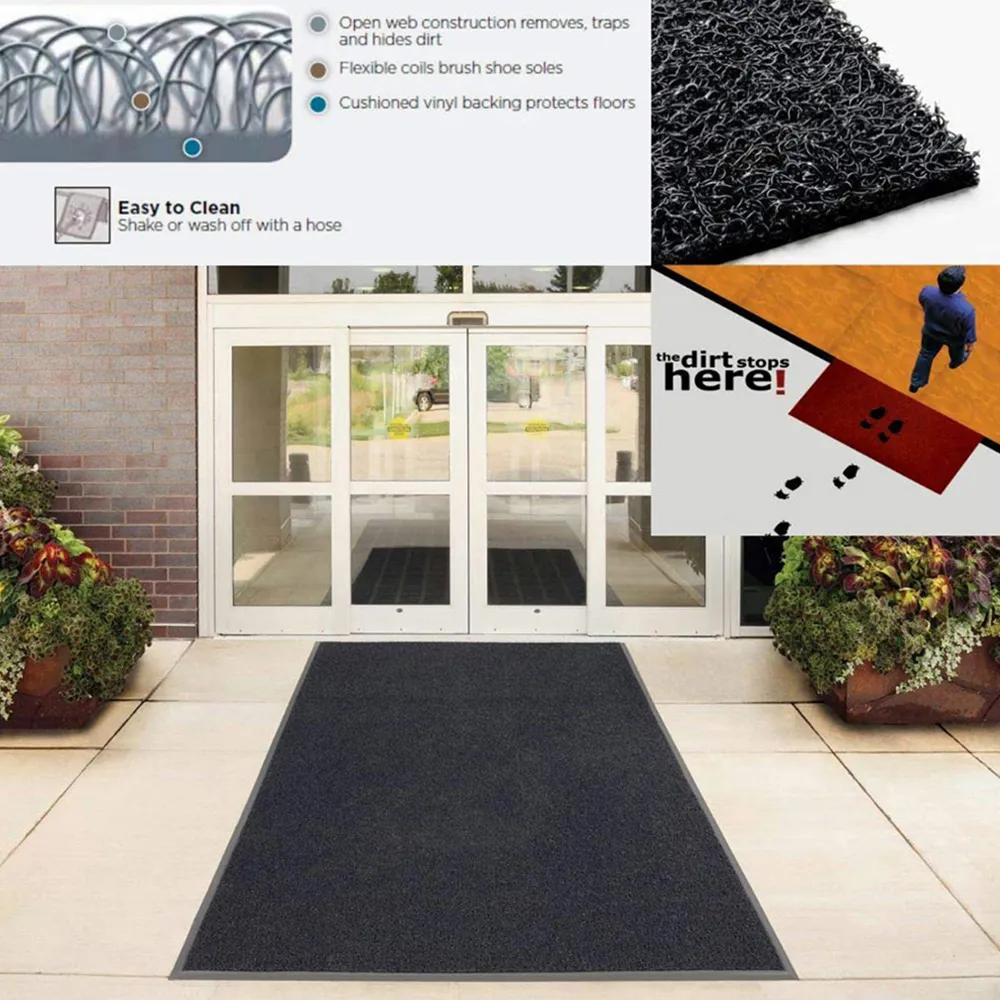 Star Large Embossed Doormat - Black