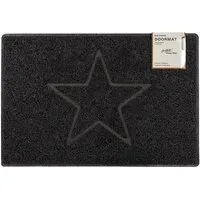 Star Large Embossed Doormat - Black