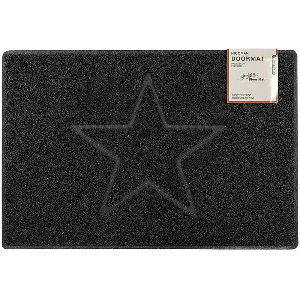Star Large Embossed Doormat - Black