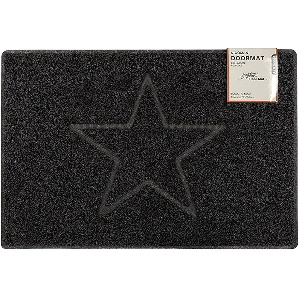 Star Medium Embossed Doormat - Black