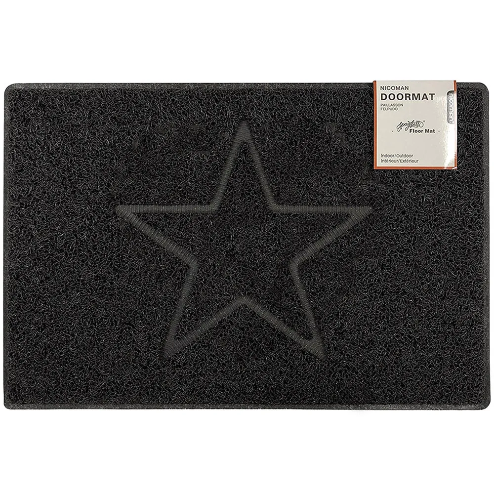 Star Small Embossed Doormat - Black image