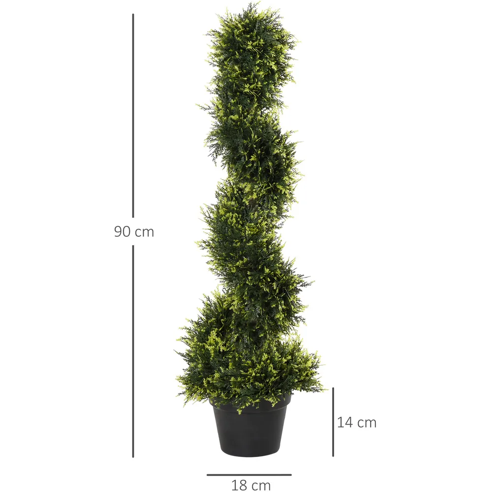 3ft Boxwood Spiral Tree Artificial Plant - Multi, Plastic
