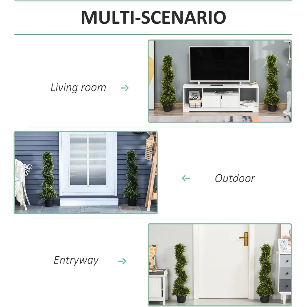 3ft Boxwood Spiral Tree Artificial Plant - Multi, Plastic