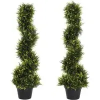 3ft Boxwood Spiral Tree Artificial Plant - Multi, Plastic