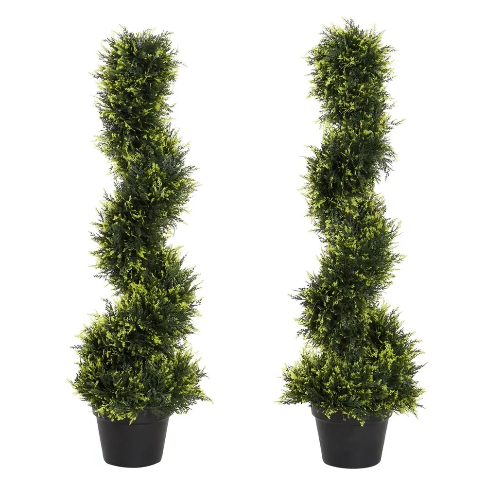 3ft Boxwood Spiral Tree Artificial Plant - Multi, Plastic image