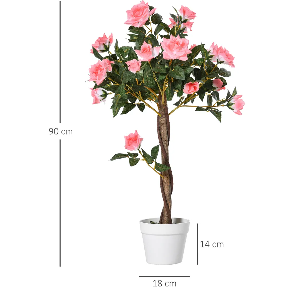 3ft Rose Tree Artificial Plant In Pot - Pink