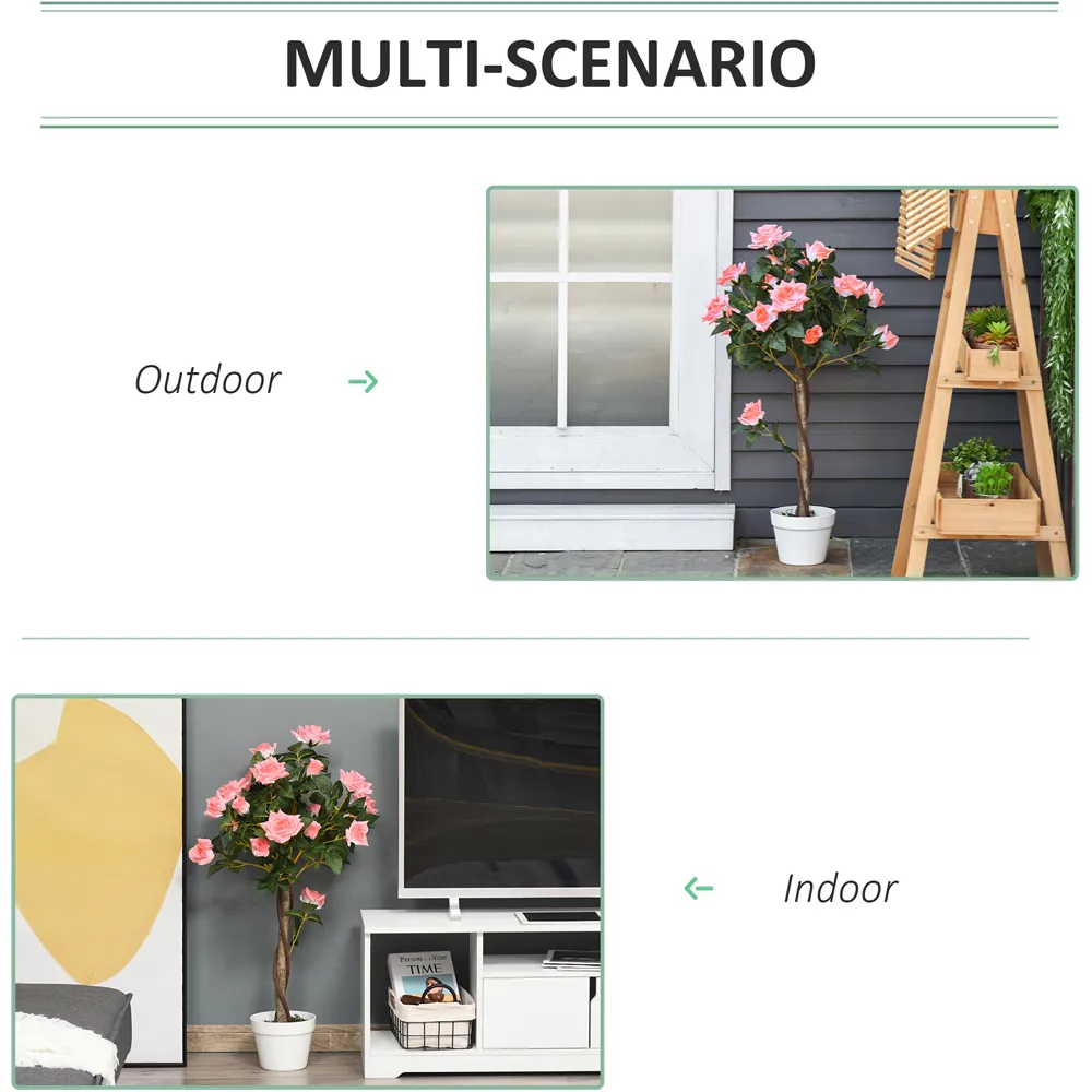 3ft Rose Tree Artificial Plant In Pot - Pink