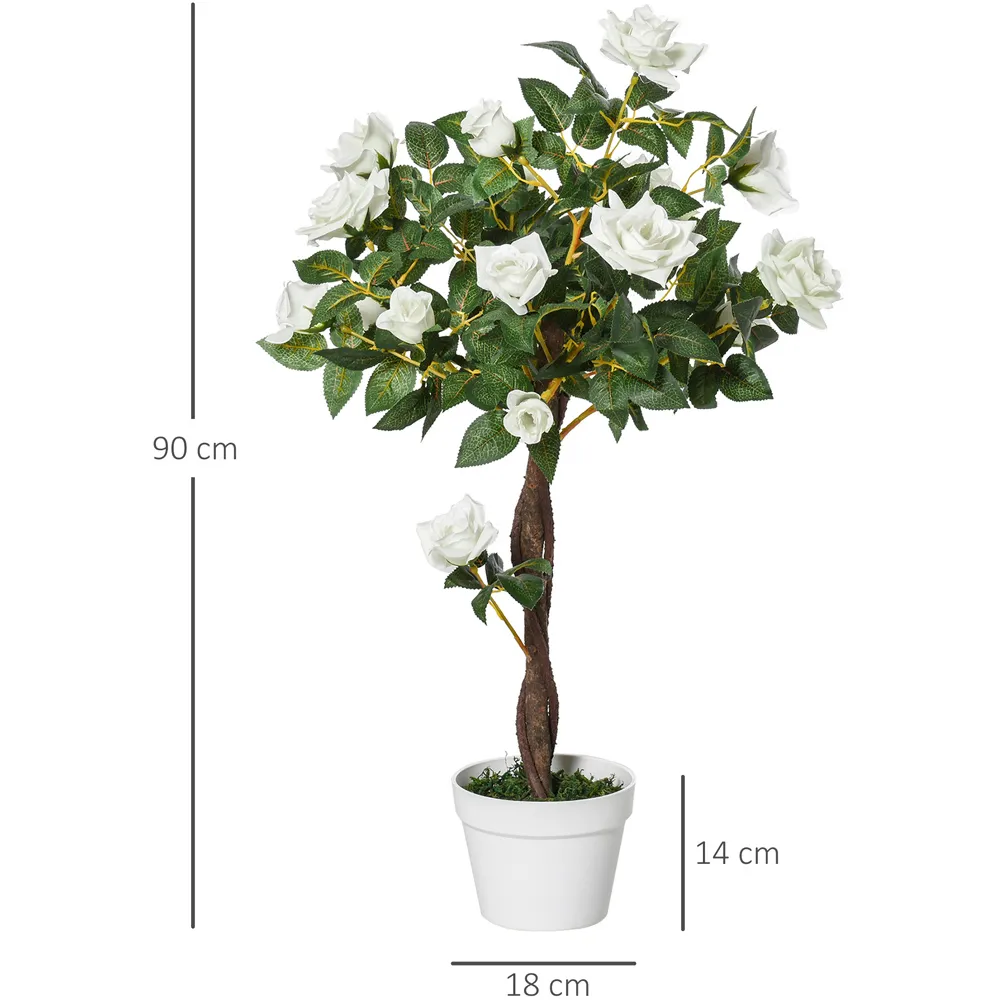 3ft Rose Tree Artificial Plant In Pot - White