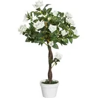 3ft Rose Tree Artificial Plant In Pot - White