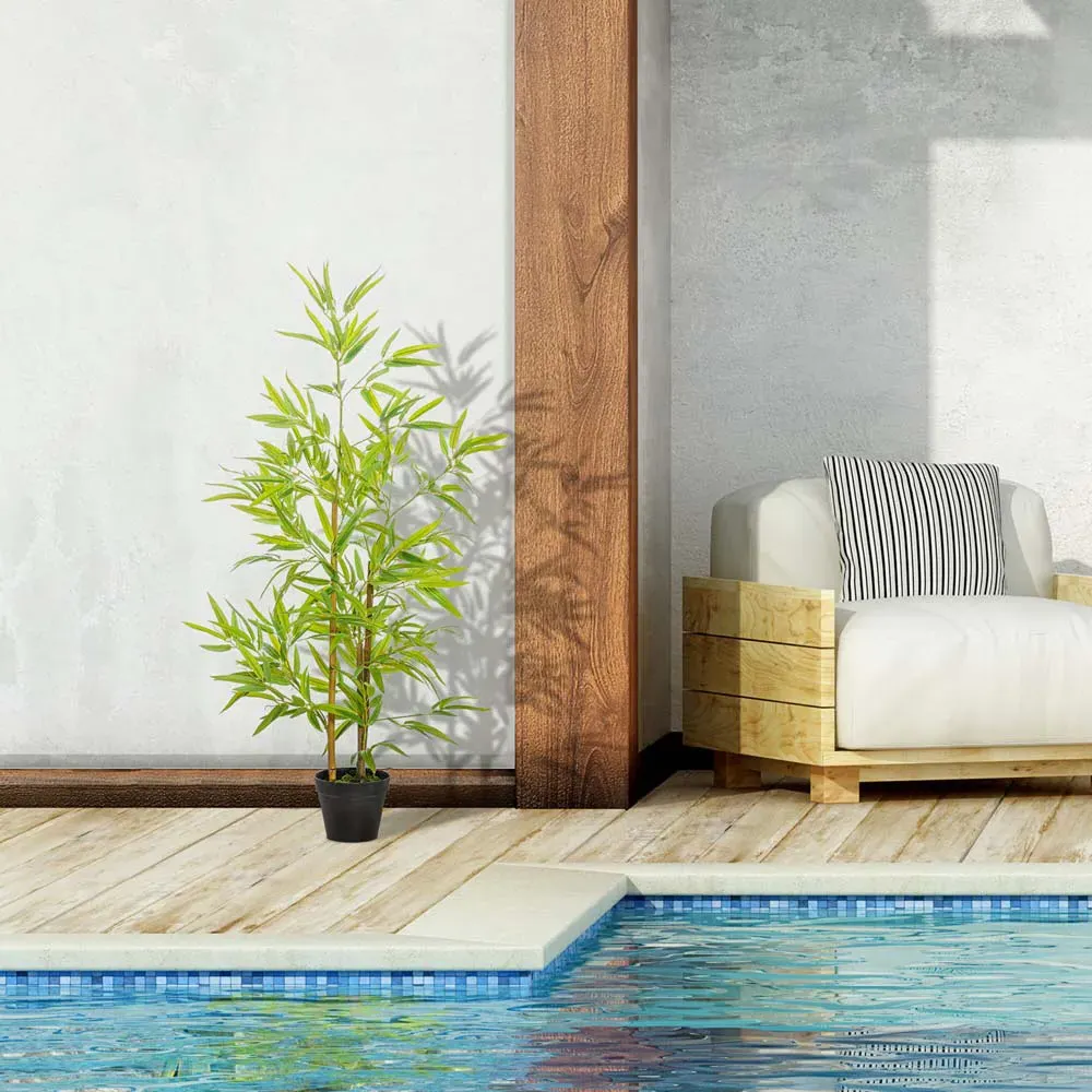 4ft Bamboo Tree Artificial Plant in Pot 2 Pack - Multi