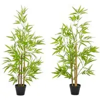 4ft Bamboo Tree Artificial Plant in Pot 2 Pack - Multi