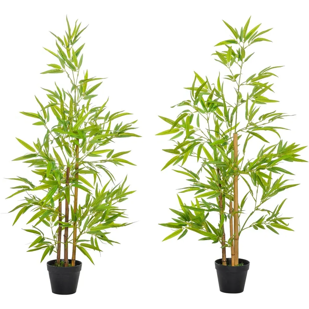 4ft Bamboo Tree Artificial Plant in Pot 2 Pack - Multi image