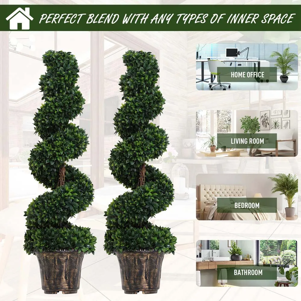 4ft Boxwood Spiral Tree Artificial Plant - Multi, Plastic