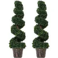 4ft Boxwood Spiral Tree Artificial Plant - Multi, Plastic