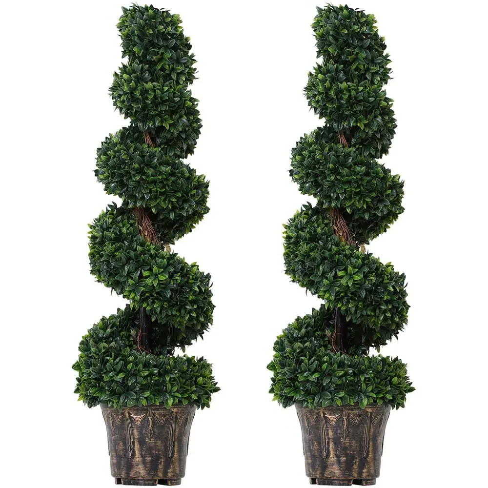 4ft Boxwood Spiral Tree Artificial Plant - Multi, Plastic