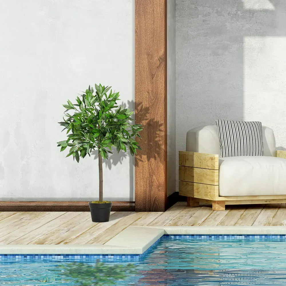 Bay Leaf Laurel Ball Tree Artificial Plant In Pot 3ft 2 Pack