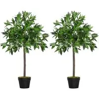 Bay Leaf Laurel Ball Tree Artificial Plant In Pot 3ft 2 Pack