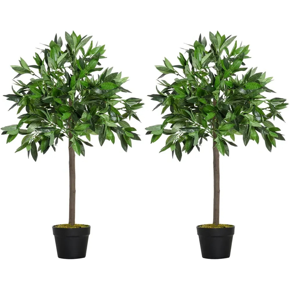 Bay Leaf Laurel Ball Tree Artificial Plant In Pot 3ft 2 Pack image