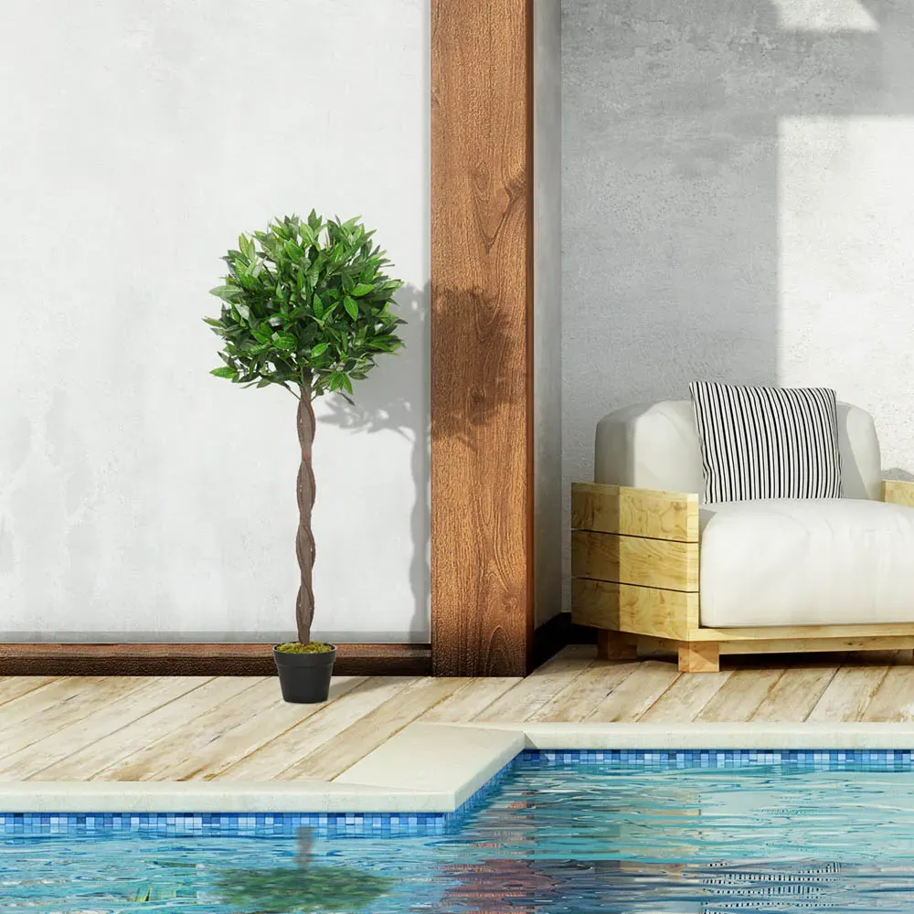 Bay Leaf Laurel Ball Tree Artificial Plant In Pot 4ft 2 Pack