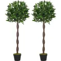 Bay Leaf Laurel Ball Tree Artificial Plant In Pot 4ft 2 Pack