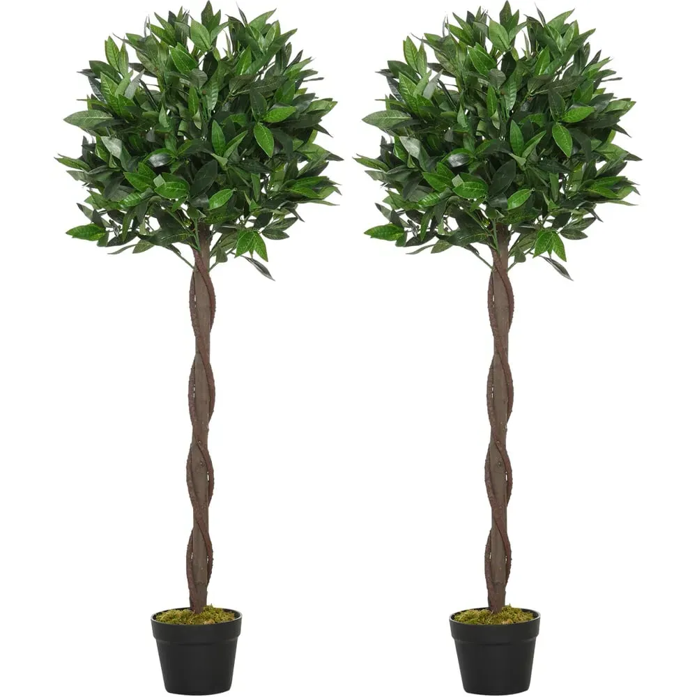 Bay Leaf Laurel Ball Tree Artificial Plant In Pot 4ft 2 Pack