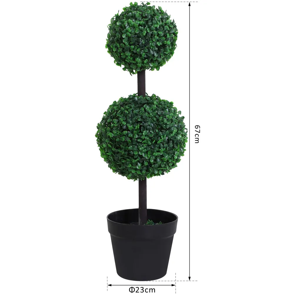 Boxwood Ball Tree Artificial Plant In Pot 2.2ft 2 Pack - Multi