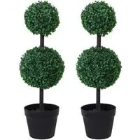 Boxwood Ball Tree Artificial Plant In Pot 2.2ft 2 Pack - Multi
