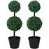 Boxwood Ball Tree Artificial Plant In Pot 2.2ft 2 Pack - Multi