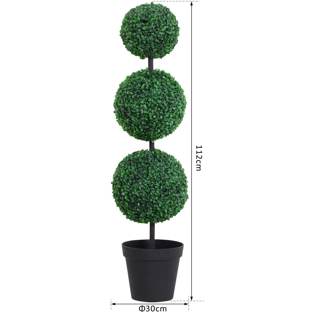 Boxwood Ball Tree Artificial Plant In Pot 3.6ft 2 Pack - Multi