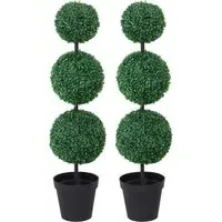 Boxwood Ball Tree Artificial Plant In Pot 3.6ft 2 Pack - Multi