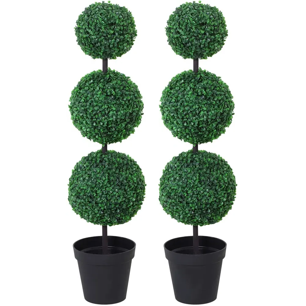 Boxwood Ball Tree Artificial Plant In Pot 3.6ft 2 Pack - Multi