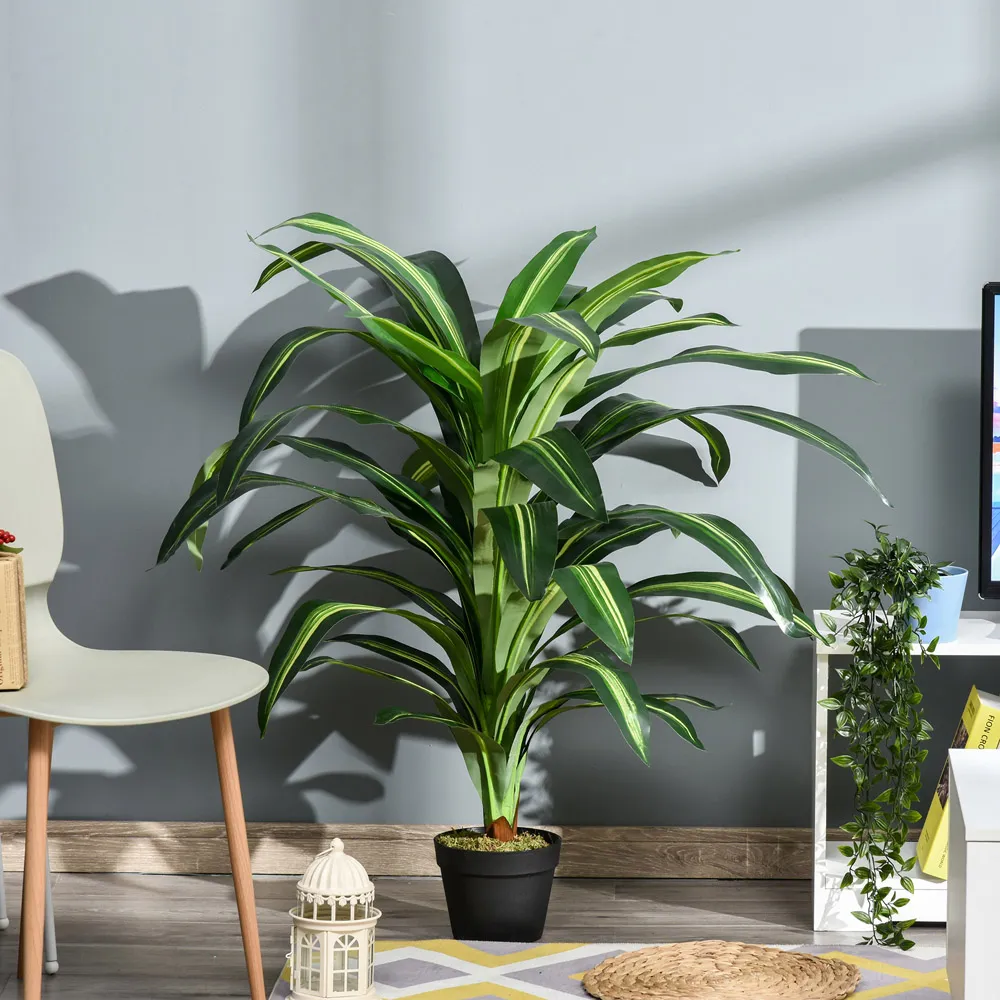 Dracaena Tree Artificial Plant In Pot 3.6ft - Multi