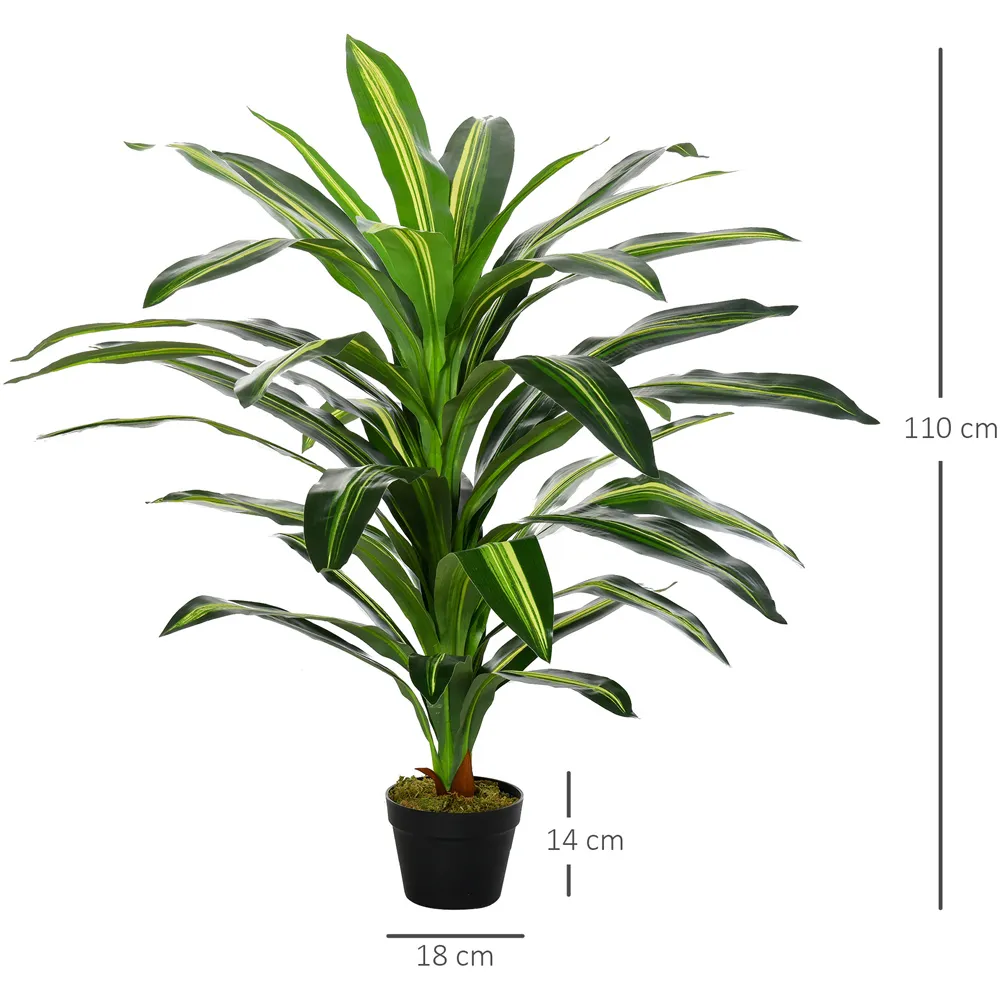 Dracaena Tree Artificial Plant In Pot 3.6ft - Multi