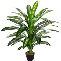 Dracaena Tree Artificial Plant In Pot 3.6ft - Multi
