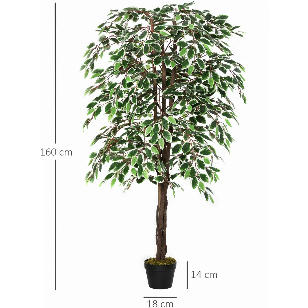 Ficus Tree Artificial Plant In Pot 5.2ft - Multi