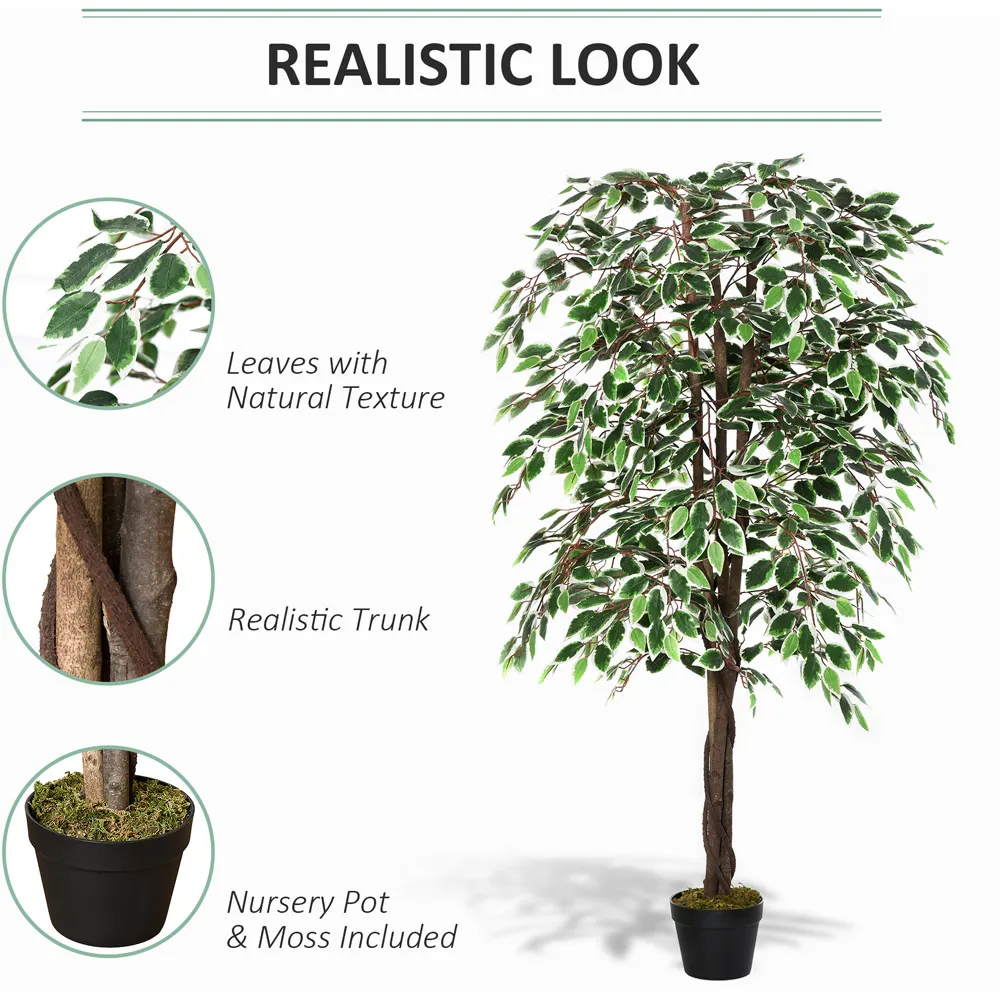 Ficus Tree Artificial Plant In Pot 5.2ft - Multi