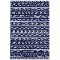 Geometric Reversible Outdoor Rug 1.8 x 2.7m - Blue, Polypropylene