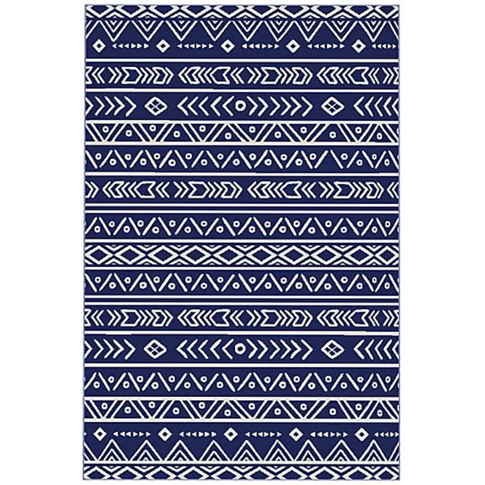 Geometric Reversible Outdoor Rug 1.8 x 2.7m - Blue, Polypropylene image