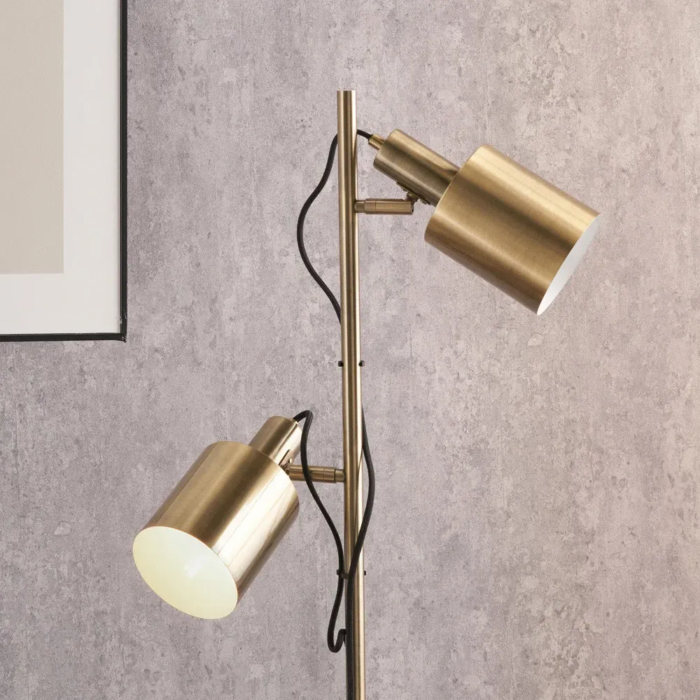 Aaron Metal Floor Lamp with Moveable Heads - Gold