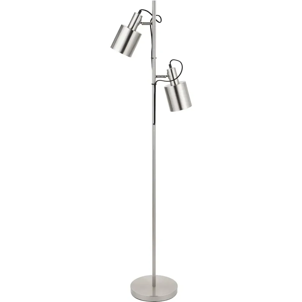 Aaron Metal Floor Lamp with Moveable Heads - Silver