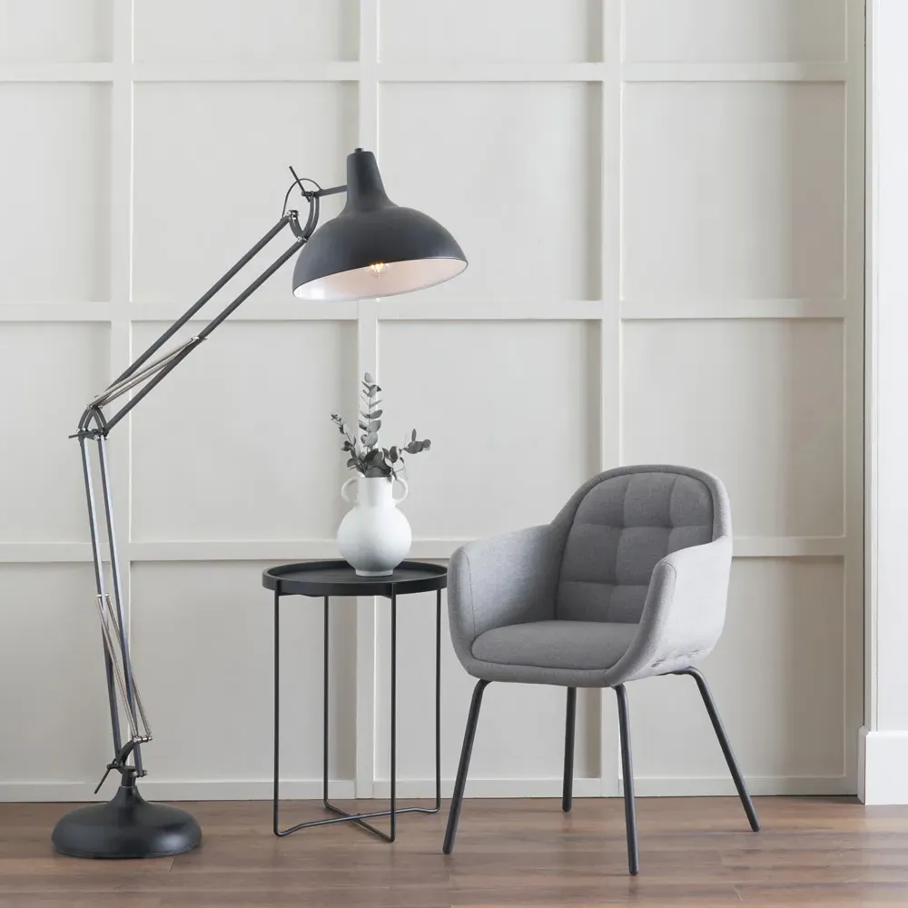 Alonzo Floor Lamp with Adjustable Arm - Black, Metal
