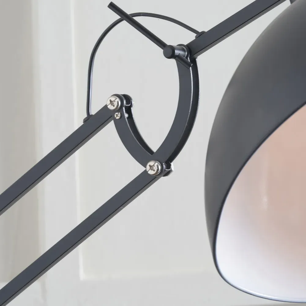 Alonzo Floor Lamp with Adjustable Arm - Black, Metal