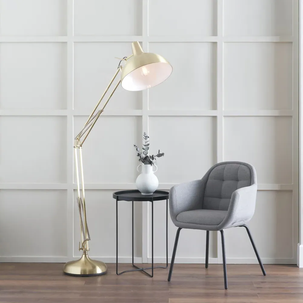 Alonzo Floor Lamp with Adjustable Arm - Brass, Metal