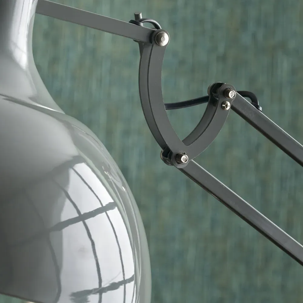 Alonzo Floor Lamp with Adjustable Arm - Grey, Metal