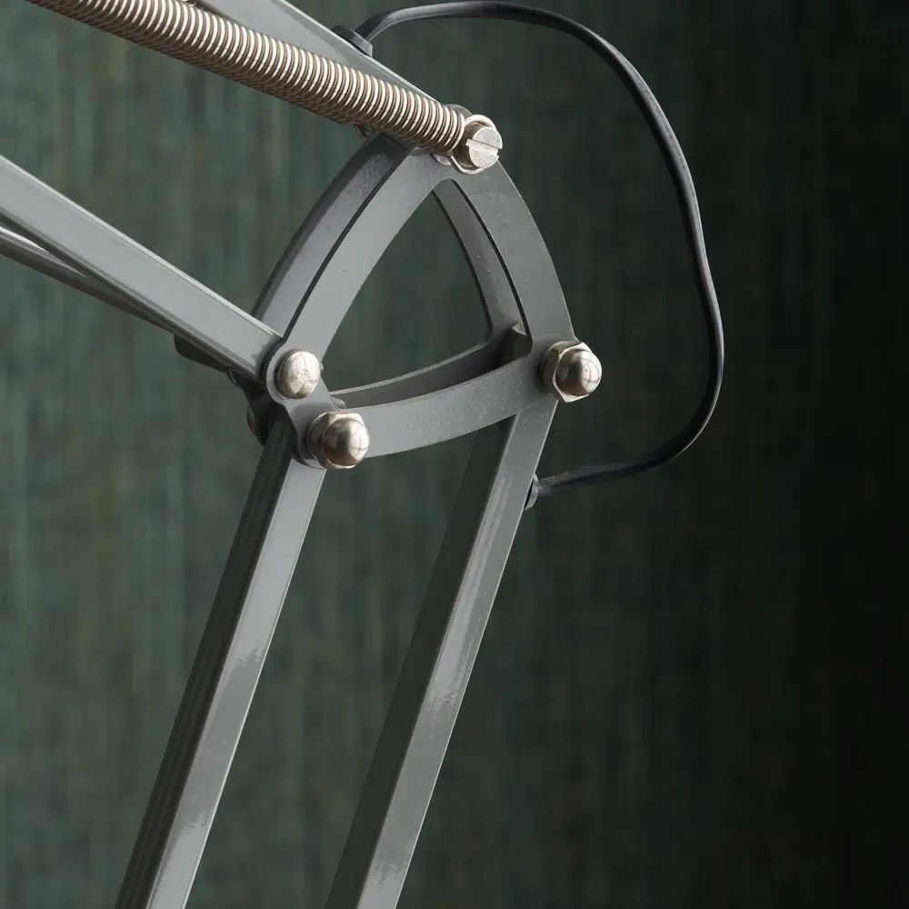 Alonzo Floor Lamp with Adjustable Arm - Grey, Metal