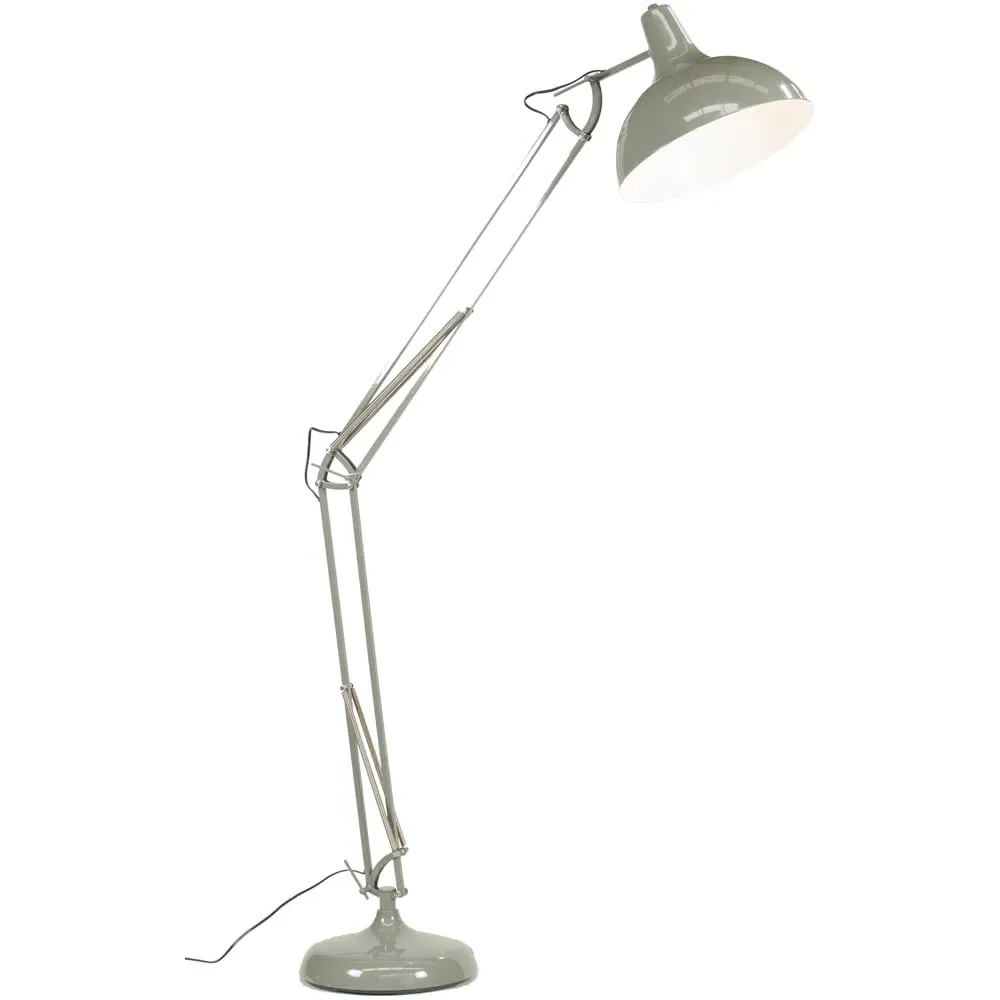 Alonzo Floor Lamp with Adjustable Arm - Grey, Metal